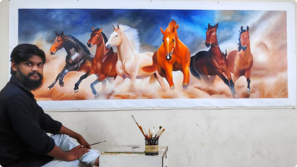 horses painting at manendra's art gallery